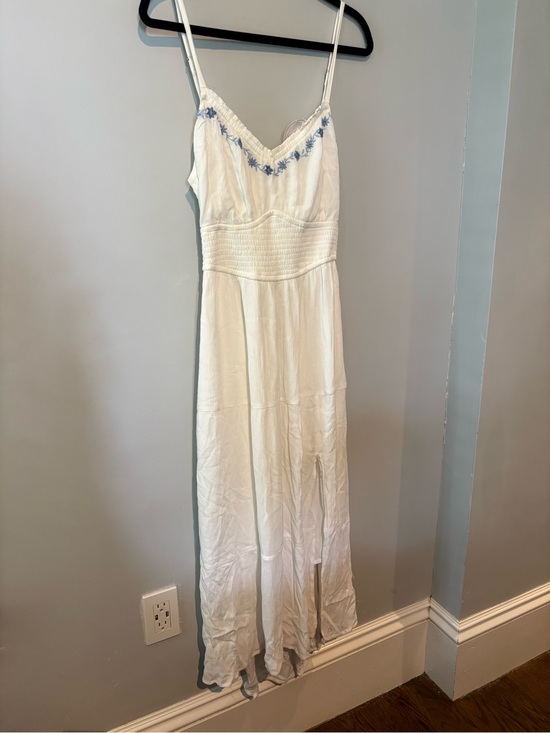 Hollister Dresses & Skirts - NWT Hollister White Gauze Summer Dress with Blue Floral Embroidery size xl